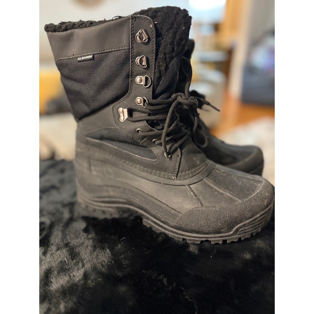 Aleader Mens Winter Snow Boots 200g 3M Thinsulate Water Resistant Black Size 9